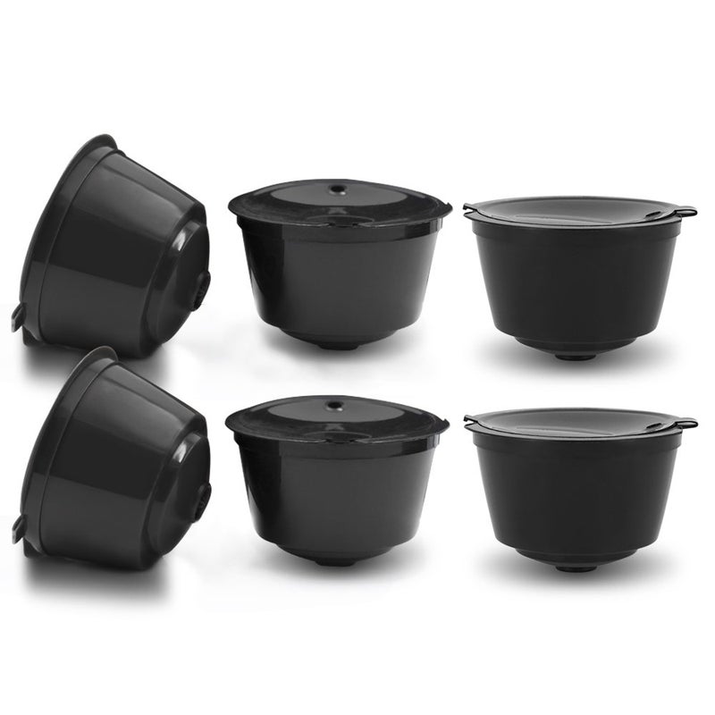 BRBHOM 6 Refillable D*lce Gu*to Coffee Capsule,Reusable D*lce Gu*to Coffee Filter with Coffee Spoon,Brush (6Pcs Black) - Image 1